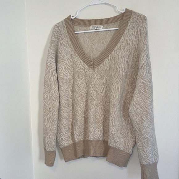 Workshop Republic Clothing Beige V-Neck Sweater - Picture 1 of 3